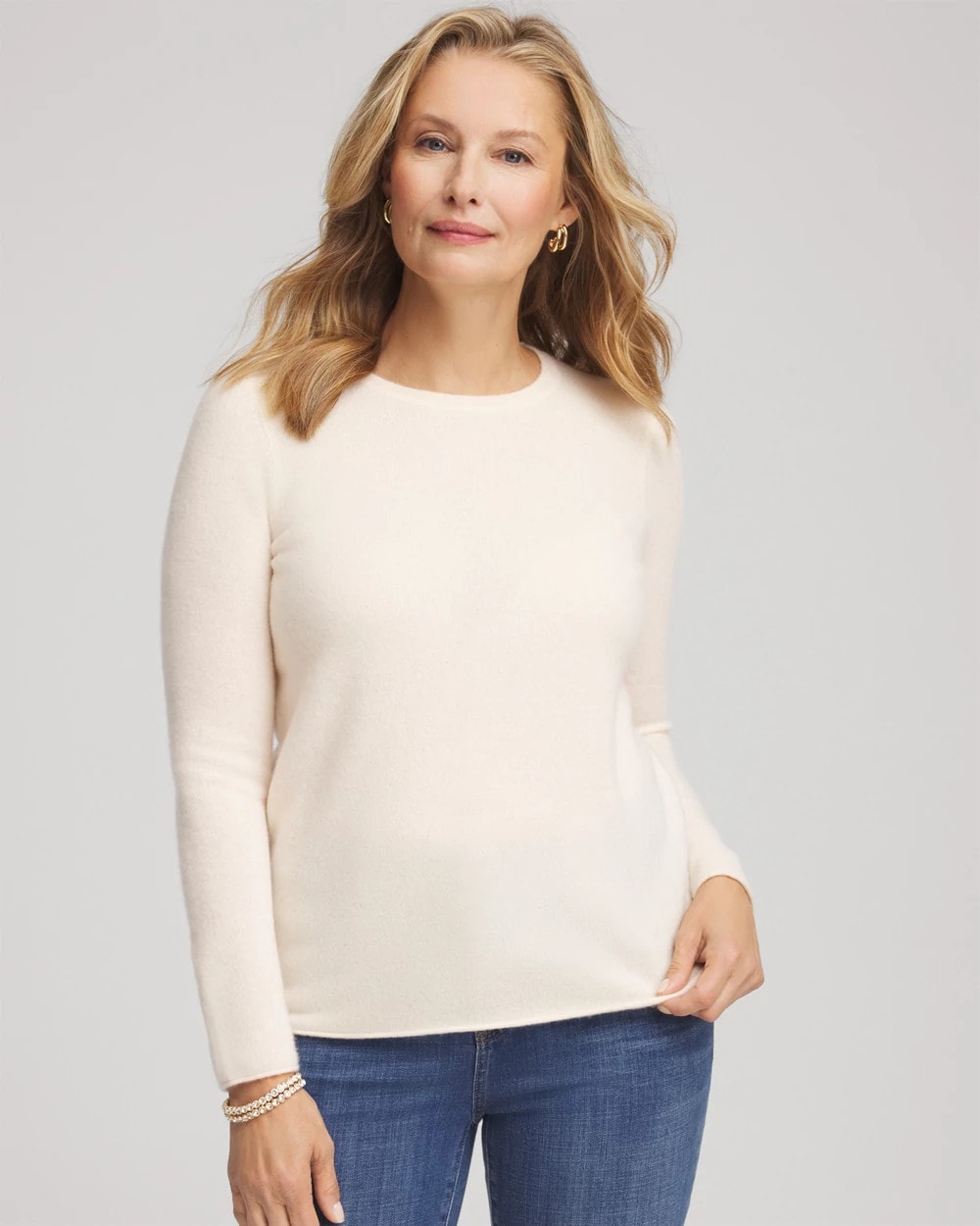 Crewneck Cashmere Pullover Sweater Cream - Chico's