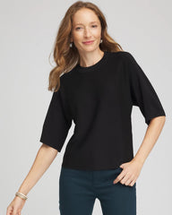 Dolman Sleeve Crew Neck Pullover Sweater Black - Chico's