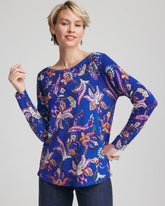 Ella Boatneck Printed Pullover Sweater Cobalt Stone - Chico's