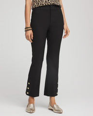 Bi-Stretch Flared Button-Hem Cropped Pants Black - Chico's