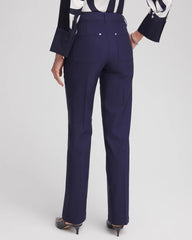 Cotton Straight-Leg Trousers Passport Blue - Chico's
