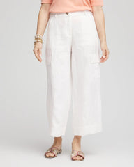 Linen Cargo Wide-Leg Cropped Pants Alabaster - Chico's