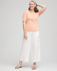 Linen Cargo Wide-Leg Cropped Pants Alabaster - Chico's