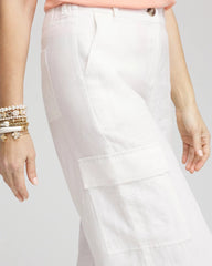 Linen Cargo Wide-Leg Cropped Pants Alabaster - Chico's