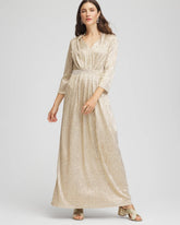 Metallic Knit Pleated Maxi Dress Gold - Chico's