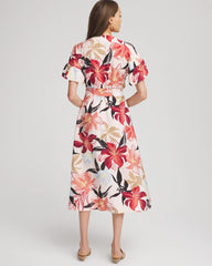 Tonal Floral Ruffle-Sleeved Midi Dress Multi - Chico's