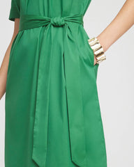 Shirttail Hem Popover Dress Jardin Green - Chico's