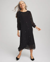 Feathered Georgette Popover Dress Black - Chico's