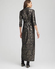 Foiled Knit Pleated Maxi Dress Black - Chico's