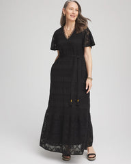 Petite Crochet-Lace Maxi Dress Black - Chico's