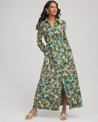 Printed Long-Sleeved Shirtdress Darkest Spruce - Chico's