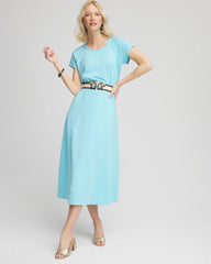 Short-Sleeved Maxi Dress Paradiso Blue - Chico's