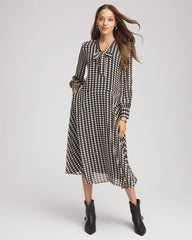 Chiffon Clip-Dot Tie-Neck Dress Black - Chico's