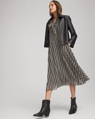Chiffon Clip-Dot Tie-Neck Dress Black - Chico's