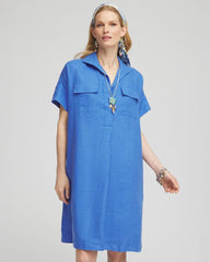High-low Linen Shirtdress Blue Pearl - Chico's