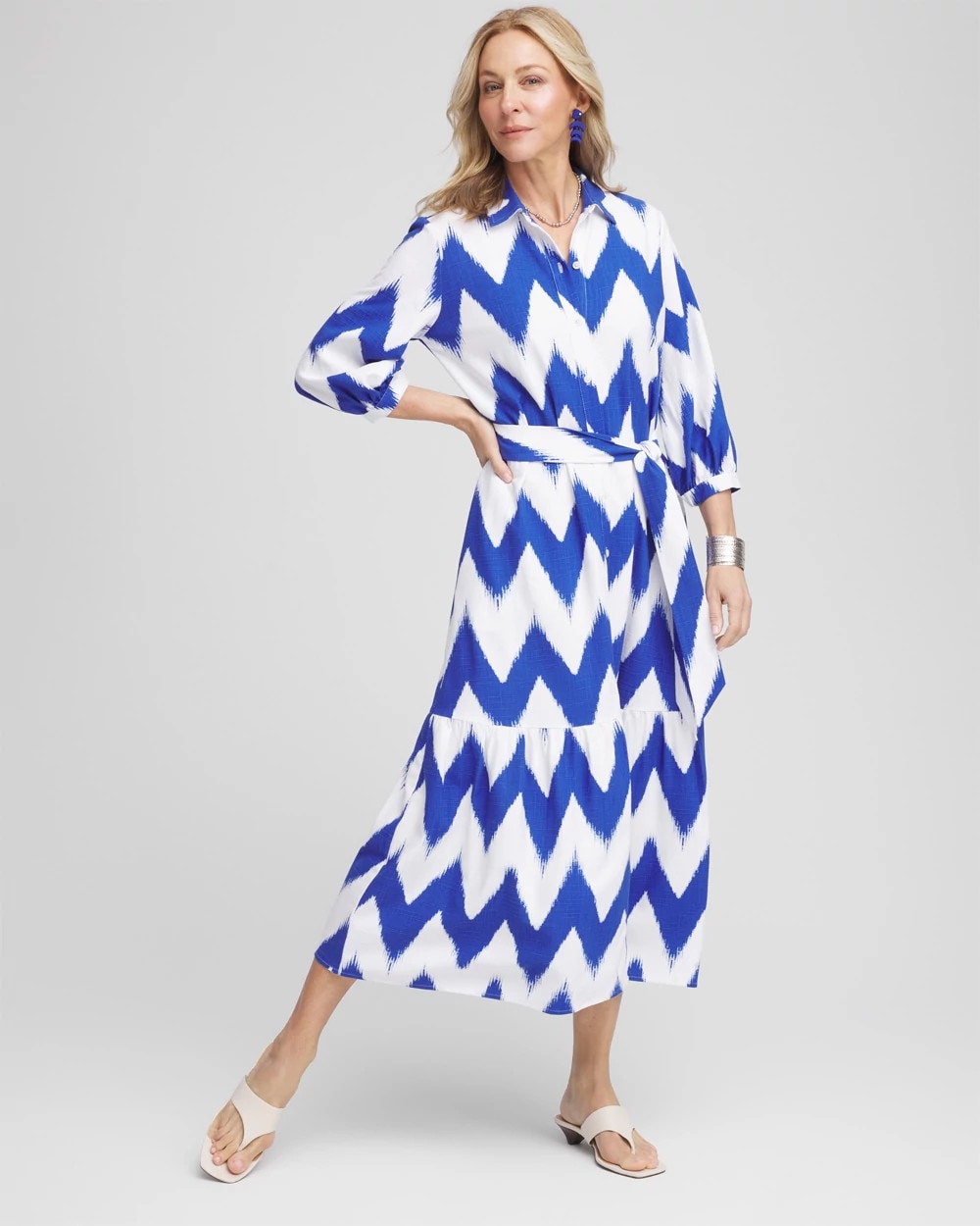 Chevron Striped Shirtdress Alabaster - Chico's