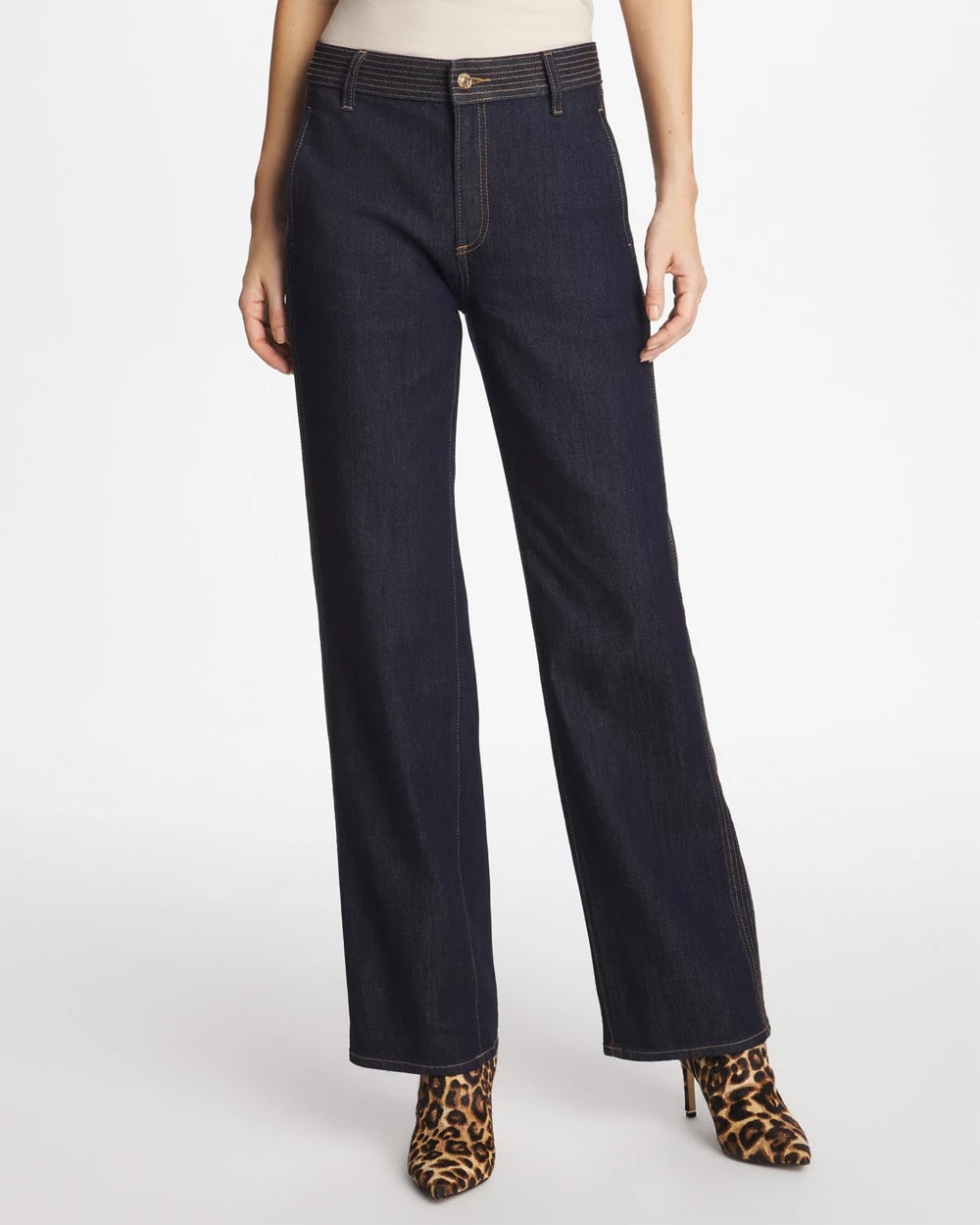 Trapunto Wide-Leg High-Rise Jeans Cedar Rinse - Chico's