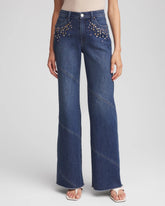 Embellished Frayed Flared-Leg Jeans Irvina Indigo - Chico's