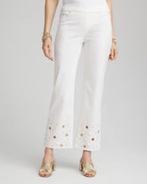Pull-On Embellished Straight-Leg Cropped Jeans Alabaster - Chico's