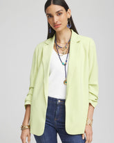 Notched-Lapel Ruched Sleeve Blazer Frozen Lime - Chico's