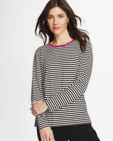 Zenergy® Striped Jacquard Contrast Pullover Top Europa Pink - Chico's