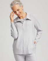 Zenergy® Luxe Diamante Zip Cardigan Frosted Gray Heather - Chico's