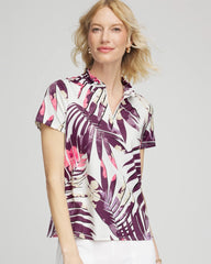 Zenergy® UPF Ruffle-Neck Polo Violet Aura - Chico's
