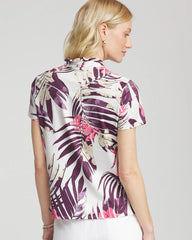 Zenergy® UPF Ruffle-Neck Polo Violet Aura - Chico's