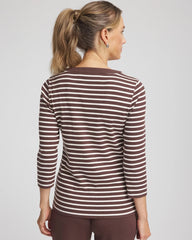 Zenergy® Ribbed Striped Henley Tee Espresso - Chico's