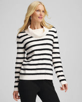 Zenergy® Luxe Eyelash Striped Sweater Black - Chico's