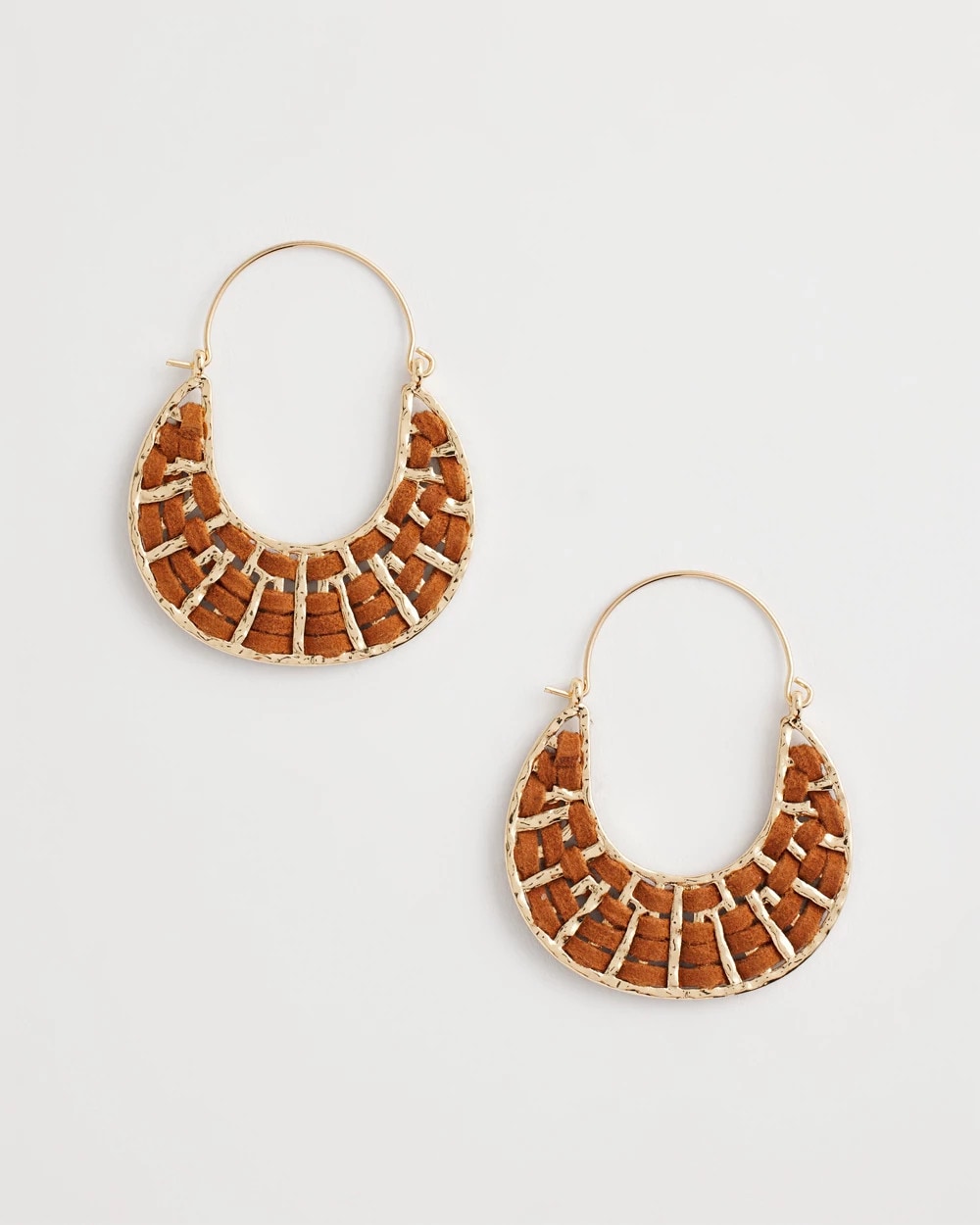 Leather Half-Moon Hoop Earrings Neutral - Chico's