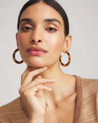 Animal Wood Hoop Earrings Neutral - Chico's