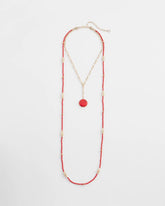 Convertible Beaded Pendant Necklace Red - Chico's