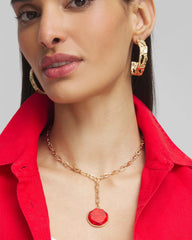 Convertible Beaded Pendant Necklace Red - Chico's