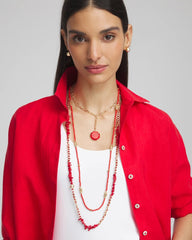 Convertible Beaded Pendant Necklace Red - Chico's