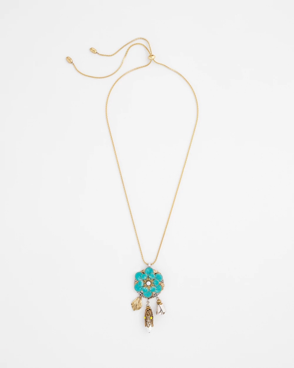 Adjustable Flower Charm Pendant Necklace Multi - Chico's