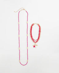 Convertible Beaded Pendant Necklace Pink - Chico's