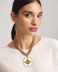 White Enamel Pendant Necklace White - Chico's
