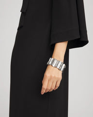 Silvertone Wave Stretch Cuff Bracelet Silver - Chico's