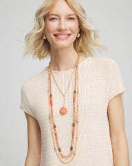 Convertible Beaded Pendant Necklace Orange - Chico's