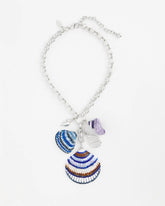 Silver-Tone Seashell Pendant Necklace Blue And White - Chico's