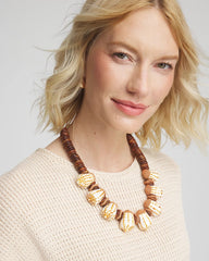 Shell & Wood Bib Necklace Neutral - Chico's