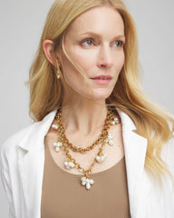 Modern Pearl Clusters Choker Necklace White/Gold - Chico's