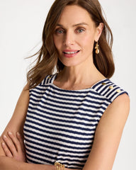 Cotton Striped Button Tee Passport Blue - Chico's