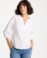 Poplin Cotton 3/4 Sleeve Popover Alabaster - Chico's