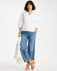 Poplin Cotton 3/4 Sleeve Popover Alabaster - Chico's
