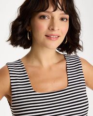 Striped Contour Cotton™ Square Neck Tank Black - Chico's