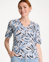 Printed Pima Elbow-Sleeve Tee Blue Haven - Chico's