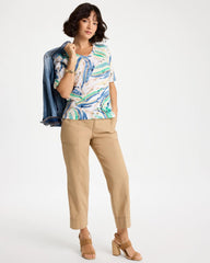 Printed Pima Elbow-Sleeve Tee Topanga Green - Chico's