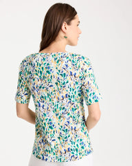 Leafy Swamp Pima Elbow Sleeve Tee Topanga Green - Chico's